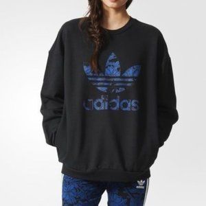 adidas Originals Blue Floral Logo Sweatshirt